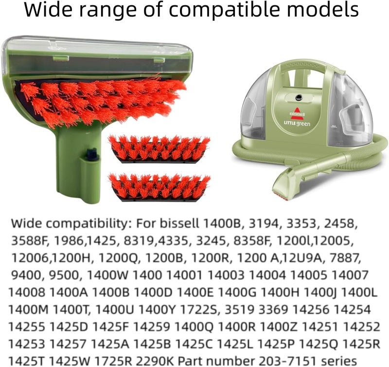 Sionlan Upgraded 5.3in 1400B Little Green Machine Multi-Purpose Tools Brush detachable Replacement Parts Compatible with bissell 1400B 3194 3353 2458 3588F 1425 Tough Stain Brush Tool Attachments (Green 1+1) - Image 3